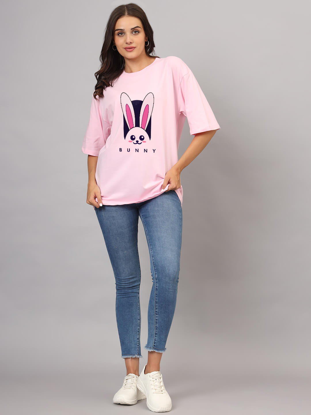 Bunny - Women Oversized T-Shirts | Baby Pink