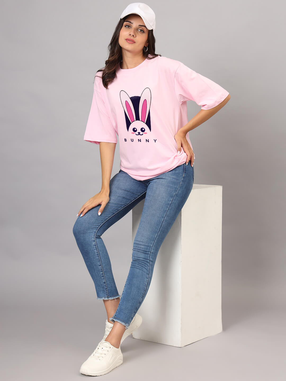 Bunny - Women Oversized T-Shirts | Baby Pink