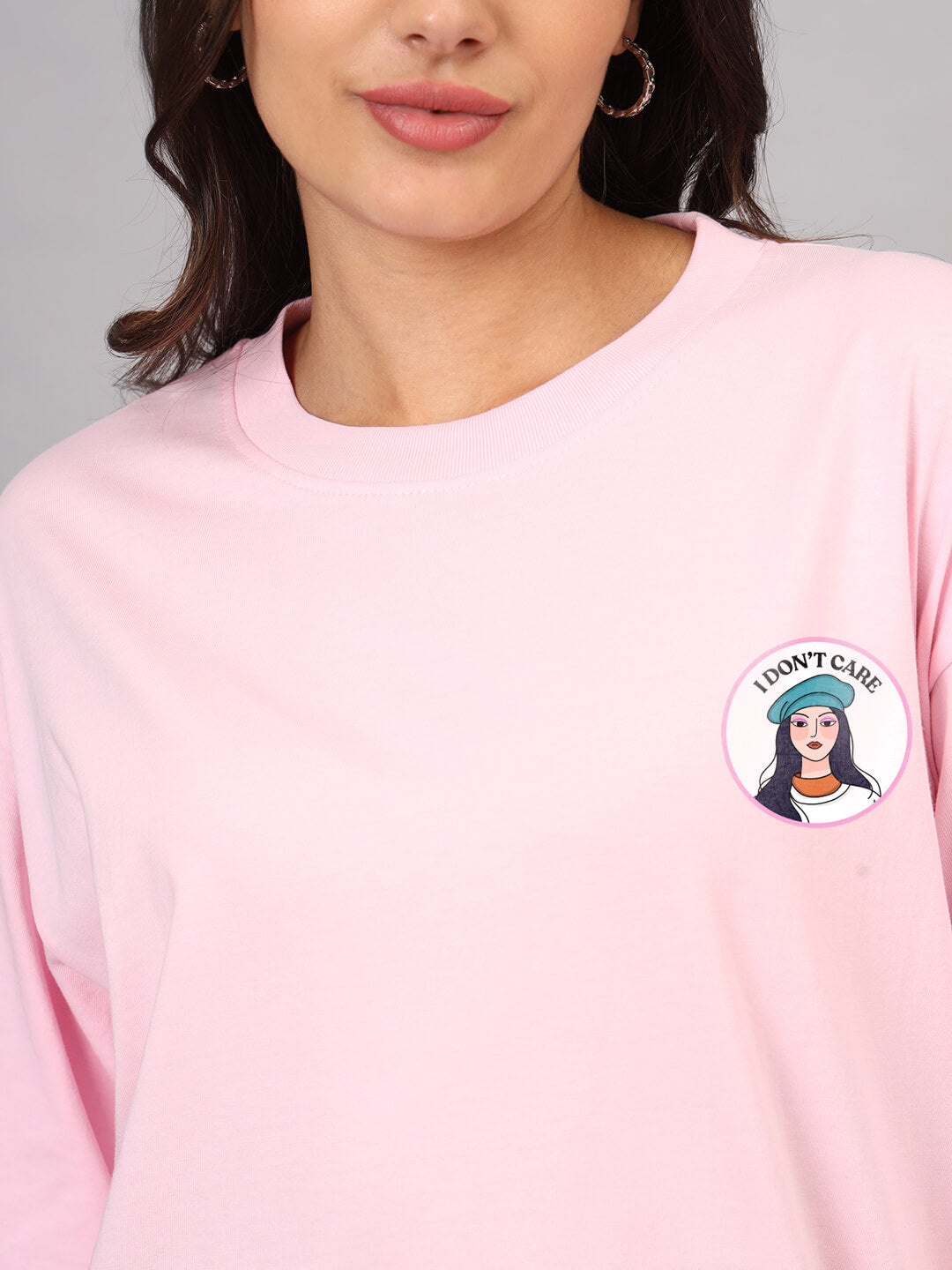 I don't care club - Women Oversized T-Shirts | Baby Pink