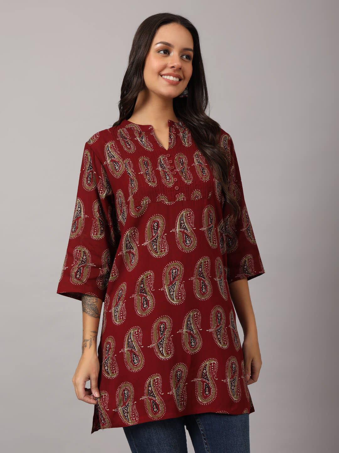 Mandarin Collar Cotton Tunic