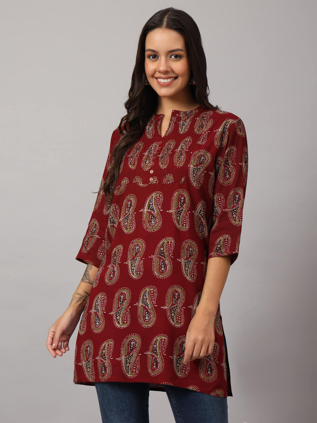 Mandarin Collar Cotton Tunic