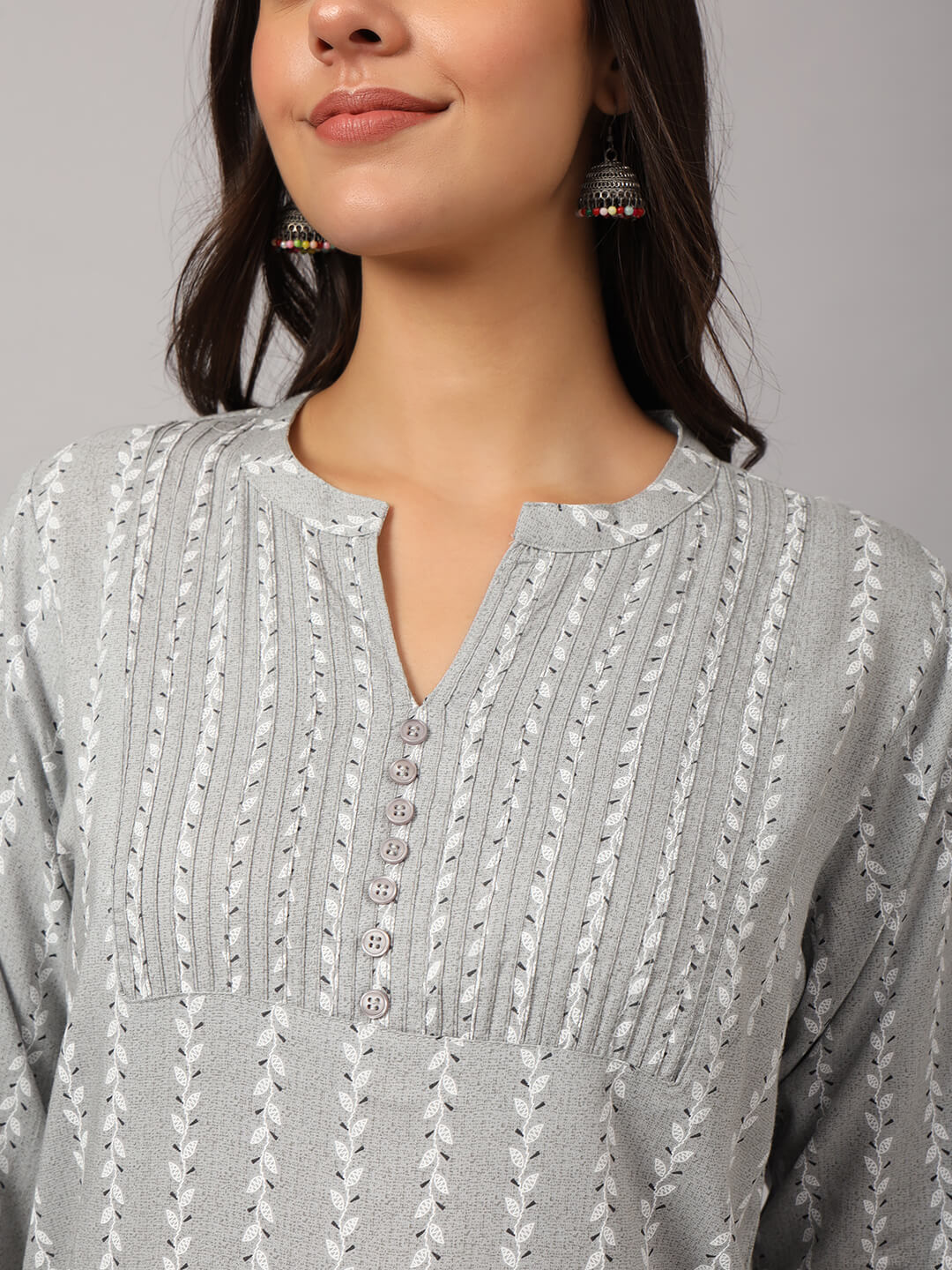 Printed Mandarin Collar Printed Tunic