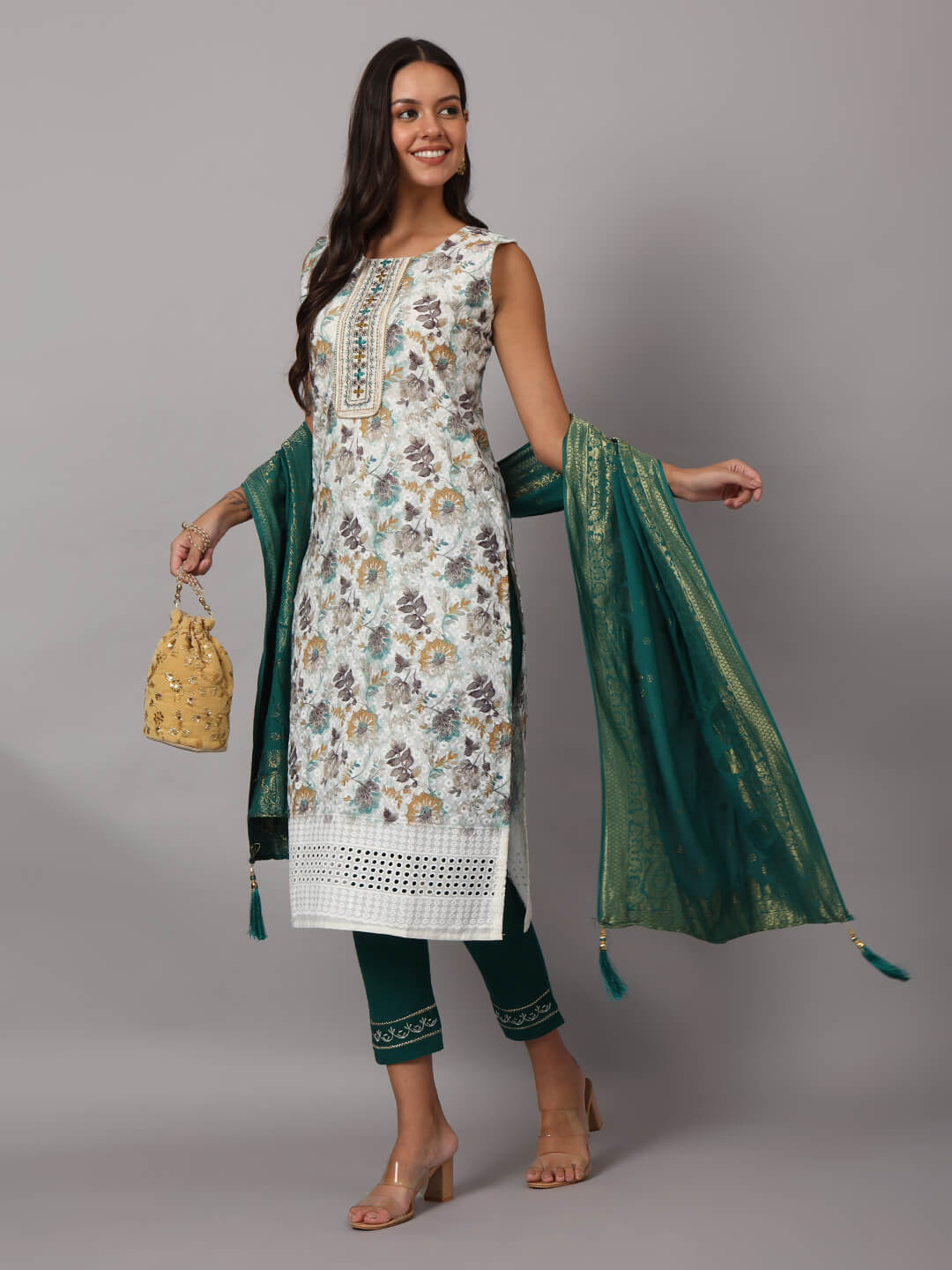 Radhe Krihan Straight Kurta with Trousers & Dupatta