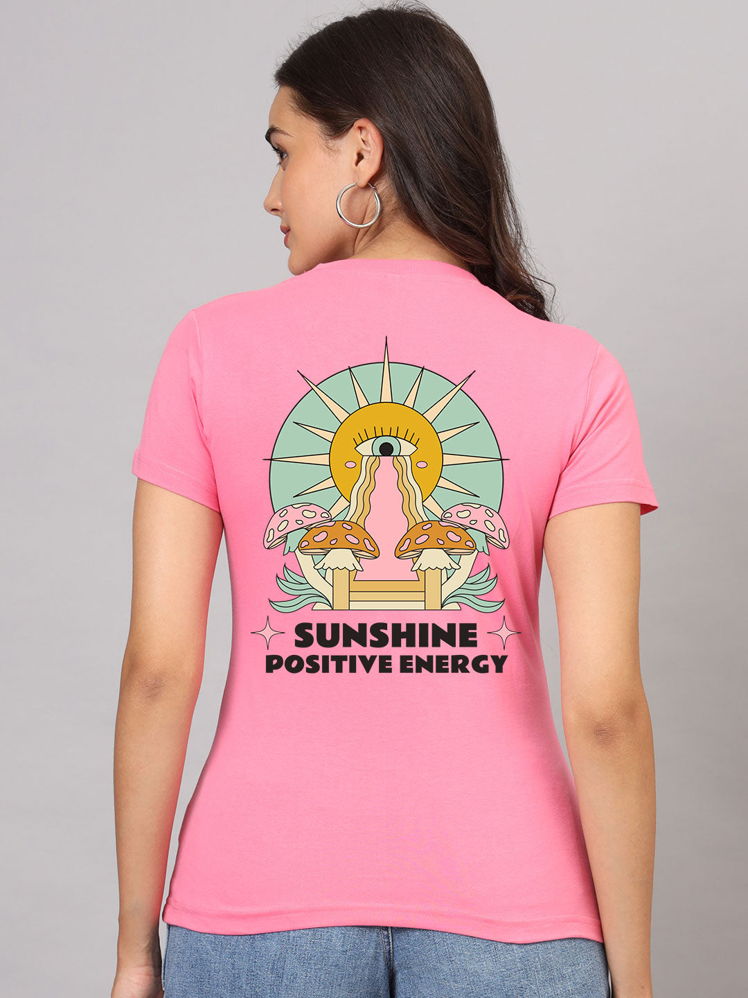 Sunshine Positive Energy - Round Neck Women's T-Shirt | Pink