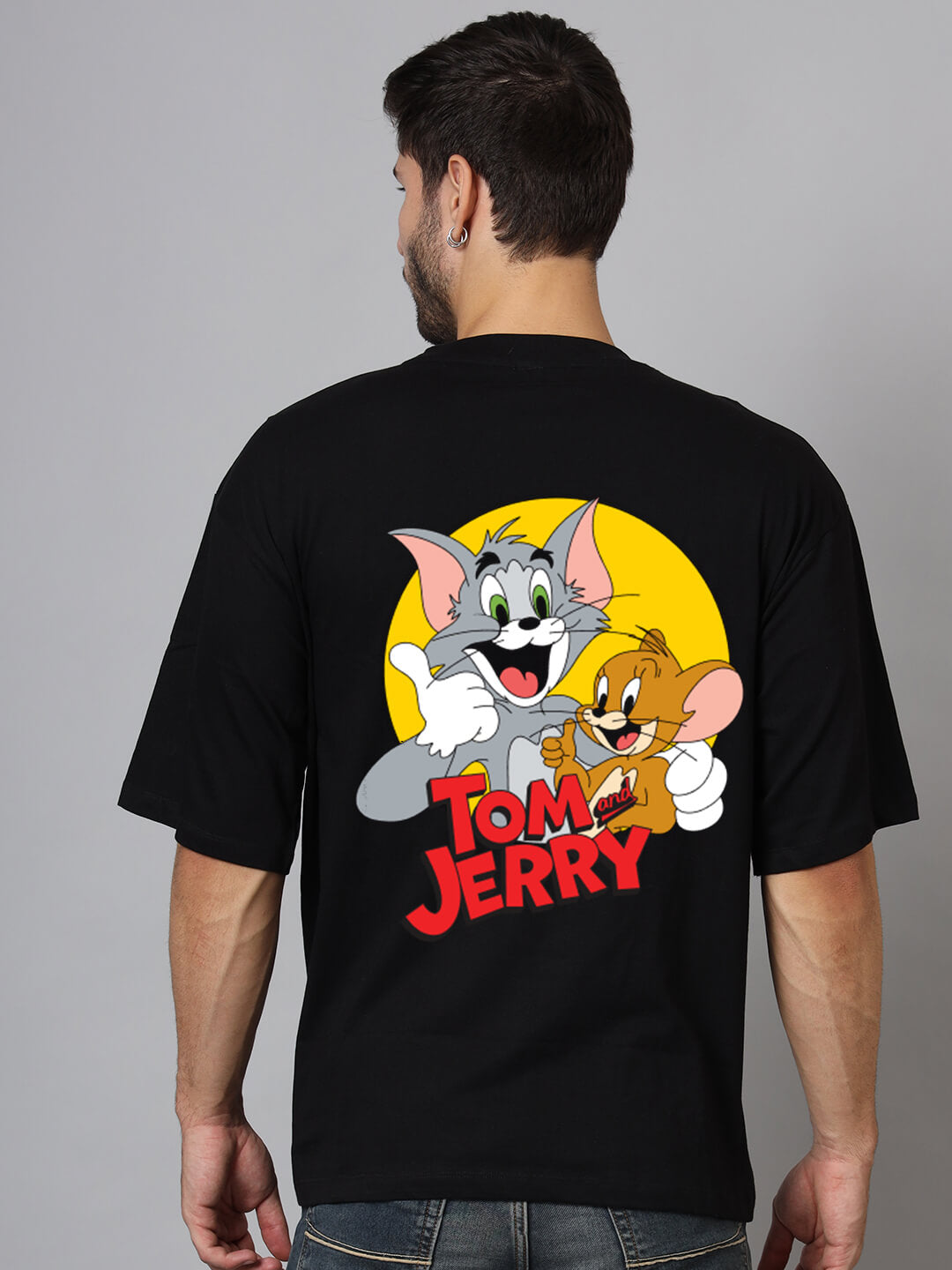 Tom & Jerry Oversized Men's T-Shirt | Black